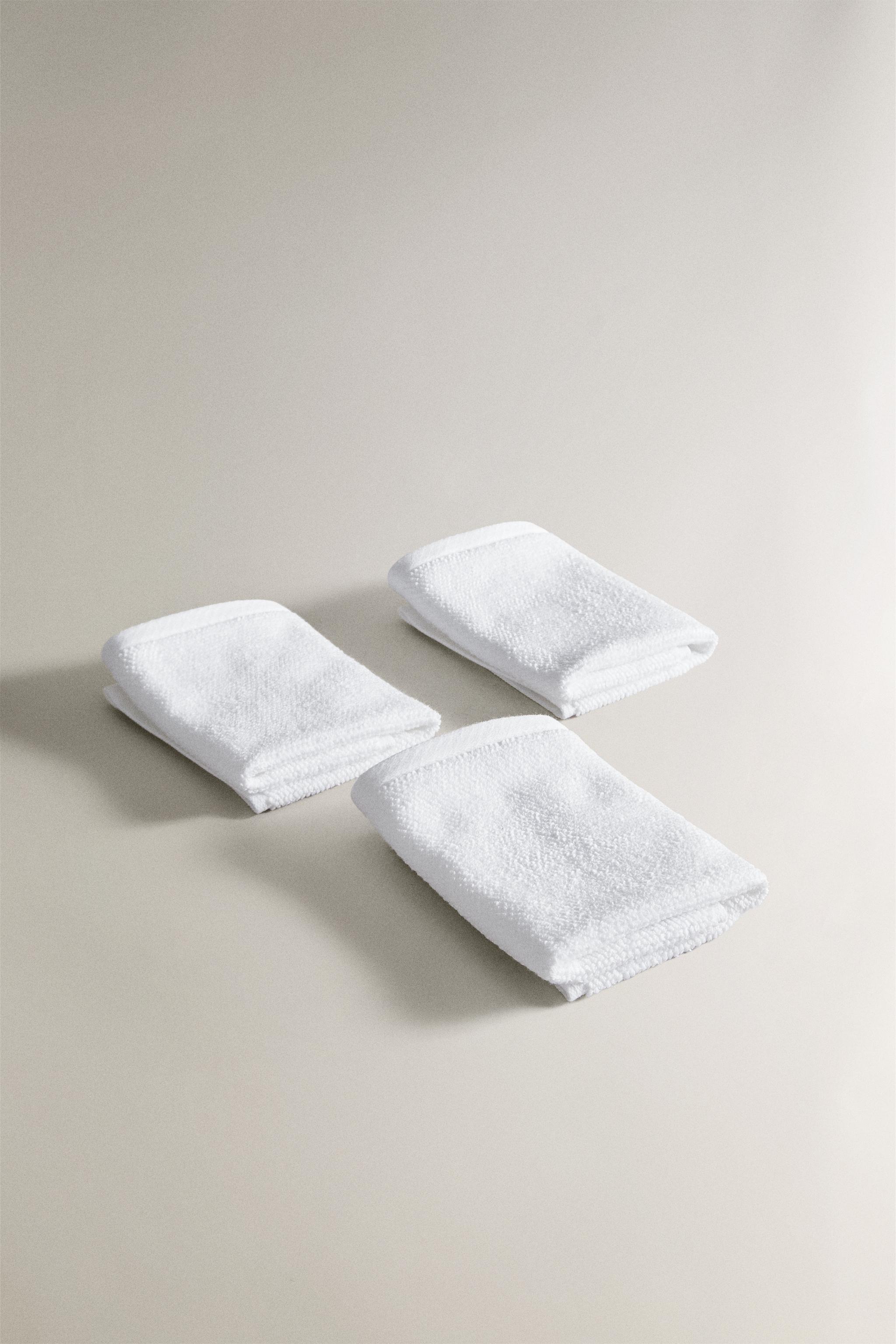 LOT DE 3 SERVIETTES TOILETTE EN COTON POINT RIZ